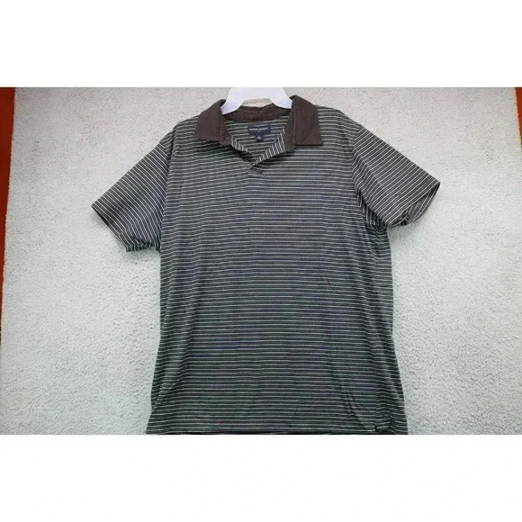 Men's Banana Republic Polo Shirt-XL-100% Cotton-Brown Striped - Picture 1 of 6
